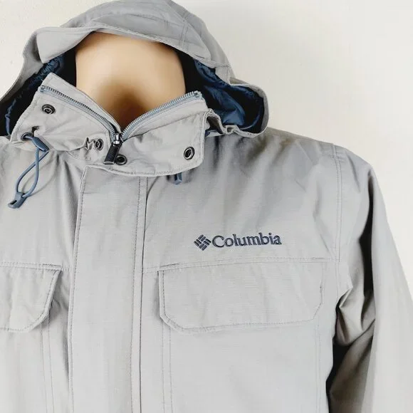 Columbia Men's Light Grey Long Sleeve Hooded Full-Zip Windbreaker Jacket Size S - Picture 5 of 11